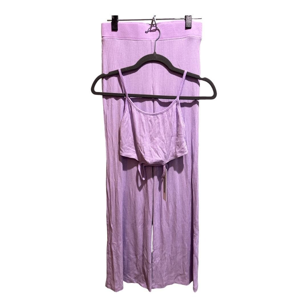 Jonathan Simkhai Standard Lavender Ribbed 2-Piece Set Size S Nwt Wide Leg Crop